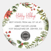 Sticker Rond Joyeux vacances Business Logo Noël (Devant)