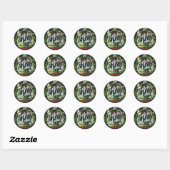 Sticker Rond Joyeux vacances moderne chic aquarelle feuillage (Feuille)