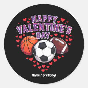 Sticker Rond Joyeux Valentin de baseball de baseball de footbal