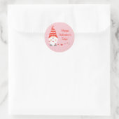 Sticker Rond Joyeux Valentin Gnomes Rouge Rose (Sac)