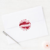 Sticker Rond Joyeux Valentine ! Red Hearts (Enveloppe)
