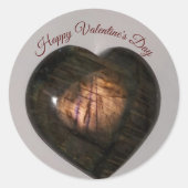 Sticker Rond Joyeux Valentines Bleu Or Labradorite Coeur (Devant)