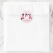 Sticker Rond Joyeux Valentines Day Chiens de Danse (Sac)