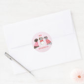 Sticker Rond Joyeux Valentines Day Chiens de Danse (Enveloppe)
