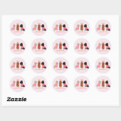 Sticker Rond Joyeux Valentines Day Mini Goldendoodle Chiens (Feuille)