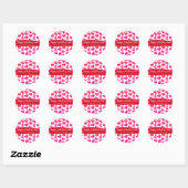 Sticker Rond Joyeux Valentines Day Moderne Rouge Rose Coeurs No (Feuille)