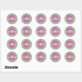 Sticker Rond Joyeux Valentines Jour Confetti Coeur Marbre Donut (Feuille)