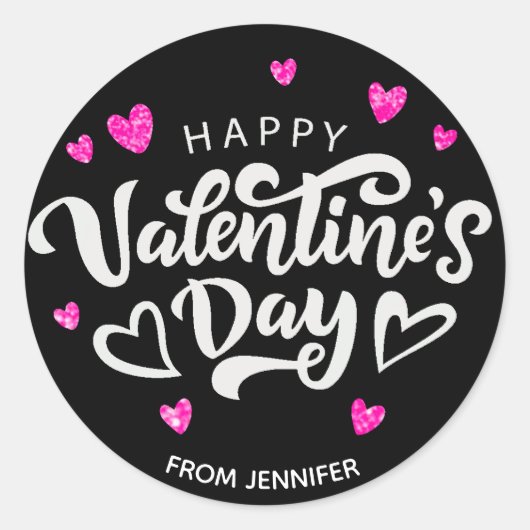 Sticker Rond Joyeux Valentines Jour Mignonne Traite Cookie Cade (Devant)