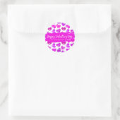 Sticker Rond Joyeux Valentines Jour Moderne violet rose Nom du  (Sac)
