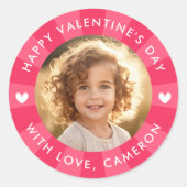 Sticker Rond Joyeux Valentines jour soleil rose photo (Devant)