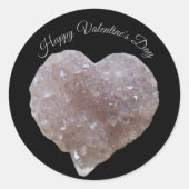 Sticker Rond Joyeux Valentines rose Améthyste cristaux Coeur (Devant)
