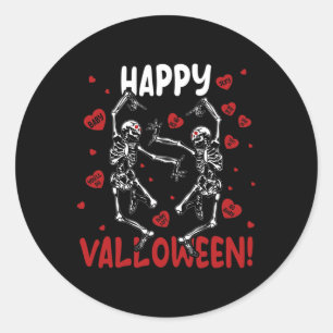 Sticker Rond Joyeux Valloween Dansant Drôle Skeleton Goth Valen
