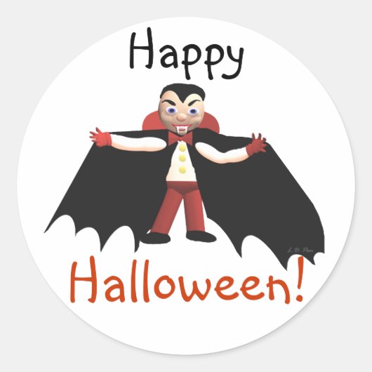 Sticker Rond Joyeux Vampire d'Halloween (Devant)