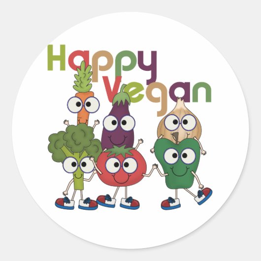 Sticker Rond Joyeux Vegan (Devant)