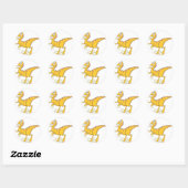Sticker Rond Joyeux Velociraptor Dinosaur (Feuille)