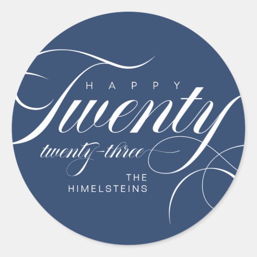 Sticker Rond Joyeux vingt-trois Blanc Bleu Hanoukka (Devant)