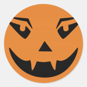 Sticker Rond Joyeux visage de Citrouille d'Halloween