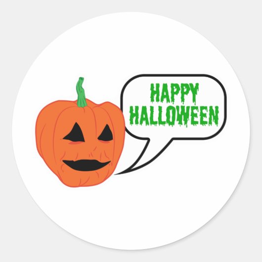 Sticker Rond Joyeux visage de Citrouille d'Halloween (Devant)