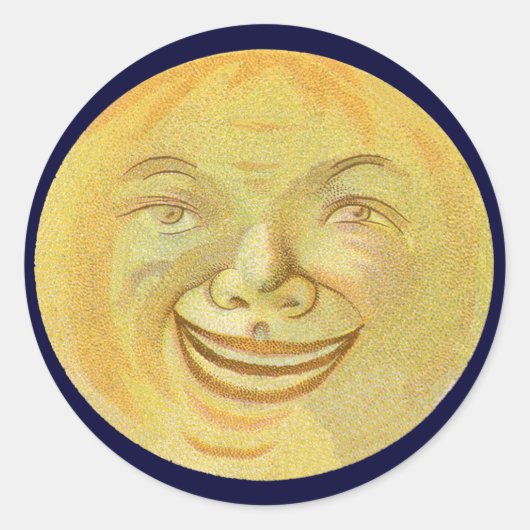 Sticker Rond Joyeux visage de lune souriante (Devant)