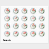 Sticker Rond Joyeux visage de Noël de Santa (Feuille)