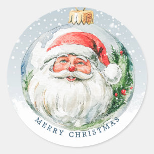Sticker Rond Joyeux visage de Noël de Santa
