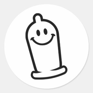 Sticker Rond Joyeux visage de préservatif