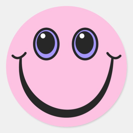 Sticker Rond Joyeux visage Emoji Rose (Devant)