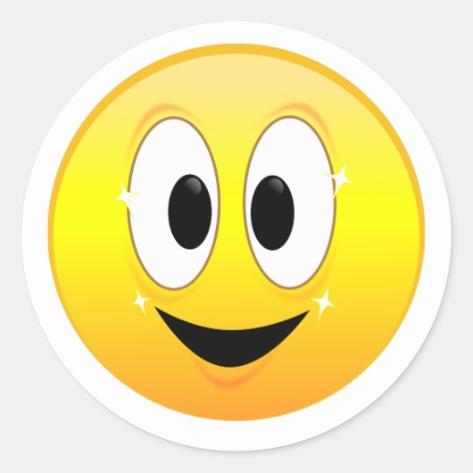 Sticker Rond Joyeux visage jaune souriant (Devant)