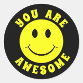 Sticker Rond Joyeux Visage Jaune Vous Êtes Magnifique (Devant)