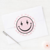 Sticker Rond Joyeux Visage Super Rose fille Anniversaire (Enveloppe)