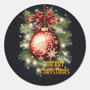 Sticker Rond Joyeux voeux Noël