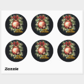 Sticker Rond Joyeux voeux Noël (Feuille)