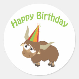 Sticker Rond Joyeux Yak anniversaire