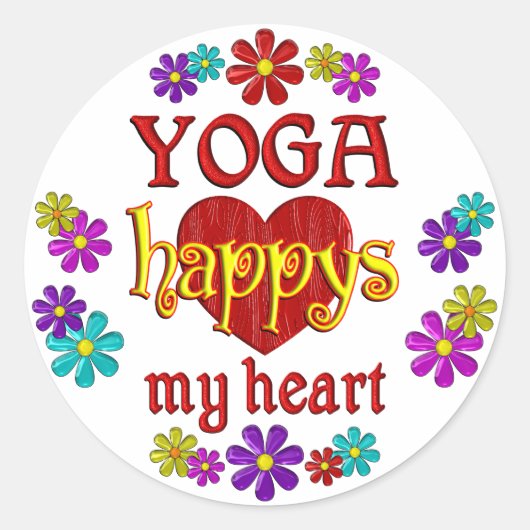 Sticker Rond Joyeux Yoga (Devant)