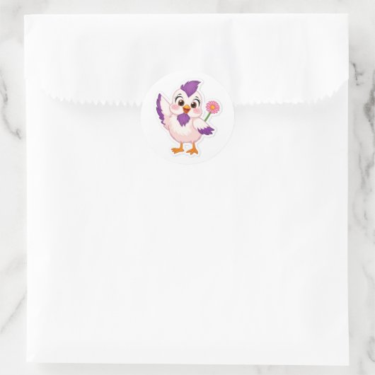 Sticker Rond joyful bird (Sac)