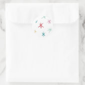 Sticker Rond JOYFUL FAMILLE moderne dessiné star festive coloré (Sac)