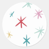 Sticker Rond JOYFUL FAMILLE moderne dessiné star festive coloré (Devant)