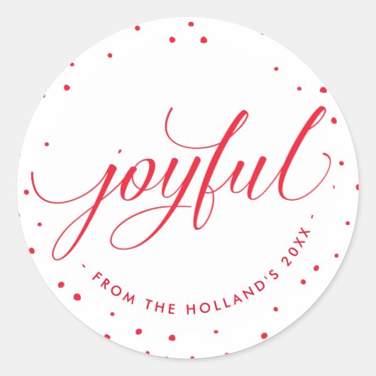 Sticker Rond JOYFUL HOLIDAY SEAL stylisé calligraphie rouge (Devant)