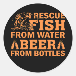 Sticker Rond J'secourt du poisson de la bière à l'eau à partir 