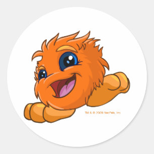 Sticker Rond JubJub orange heureux