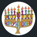 Sticker Rond Judaica Happy Hanukkah<br><div class="desc">You are viewing The Lee Hiller Designs Collection of Home and Office Decor,  Apparel,  Toxiques and Collectibles. The Designs include Lee Hiller Photographie et Mixed Media Digital Art Collection. You can view her her Nature photographiy at at http://HikeOurPlanet.com/ and follow her hiking blog within Hot Springs National Park.</div>