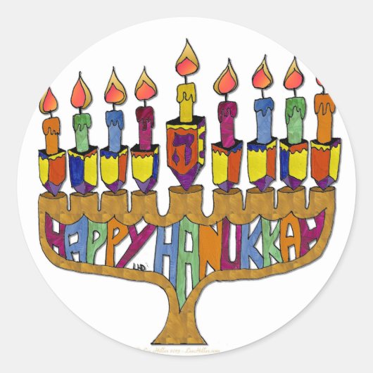 Sticker Rond Judaica Happy Hanukkah (Devant)