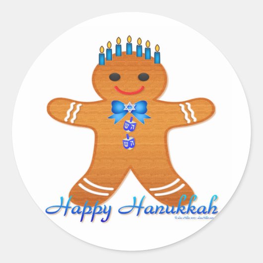 Sticker Rond Judaïque Hanoukka Gingerbread Homme Menorah (Devant)