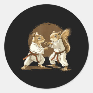 Sticker Rond Judo Écureuil Kickboxing Taekwondo Kung Fu Arts Ma