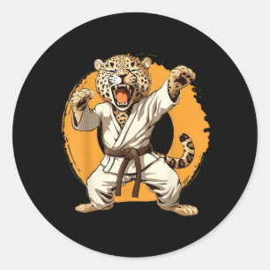 Sticker Rond Judo Léopard Nature Kickboxing Taekwondo Martial