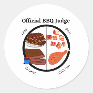Sticker Rond Juge Officiel Du Barbecue Avec Du Poulet