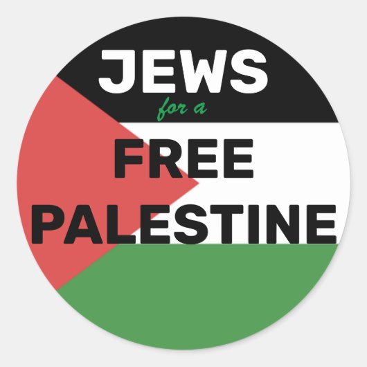 STICKER ROND JUIFS POUR UN DRAPEAU PALESTINE GRATUIT ROUGE NOIR (Devant)