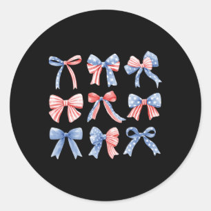 Sticker Rond Juillet 4 Patriotique Coquette Girly Girl American