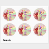 Sticker Rond Juillet Anniversaire Ruby Heart (Feuille)
