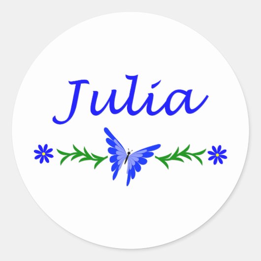 Sticker Rond Julia (Papillon bleu) (Devant)